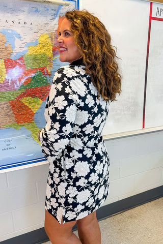 The Brenda Long Sleeve Dress in Garden District Black by Mary Square