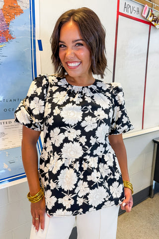 The Nina Top in Garden District Black by Mary Square