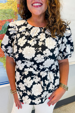 The Nina Top in Garden District Black by Mary Square