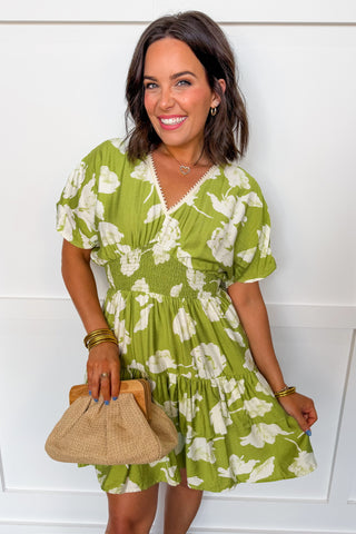 Simply in Bloom Tiered Dress in Lime