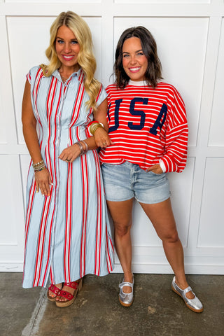 The Nantucket Stripe Midi Dress