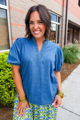 The Lainey Top in Chambray by Mary Square
