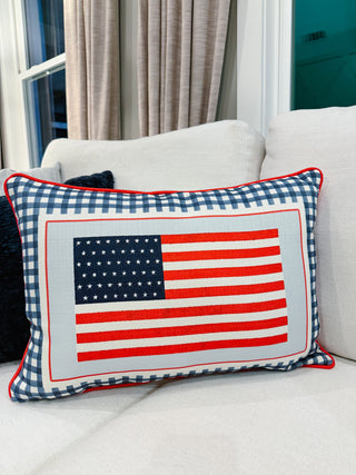 Gingham American Flag Throw Pillow