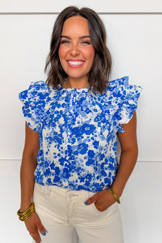 Carli Floral Button Down Ruffle Top
