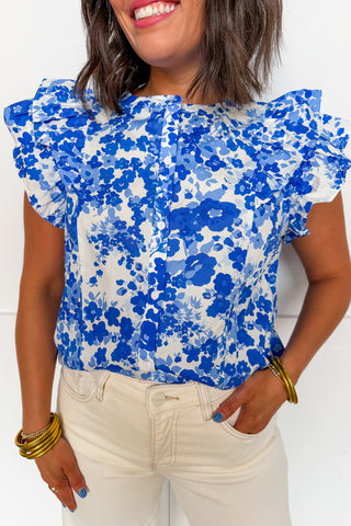 Carli Floral Button Down Ruffle Top