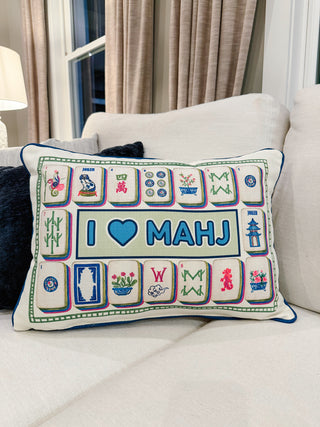 I Love Mahjong Throw Pillow