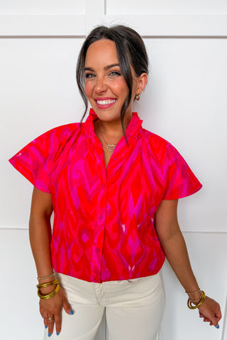 Sienna Diamond Ikat Button Front Top