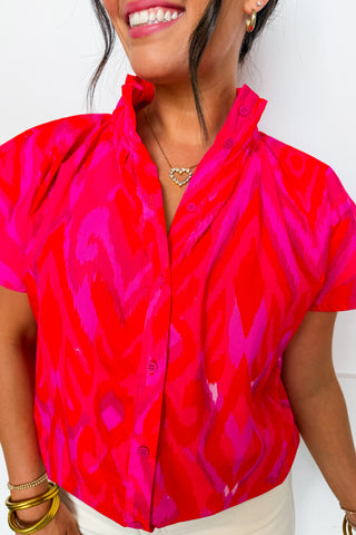 Sienna Diamond Ikat Button Front Top