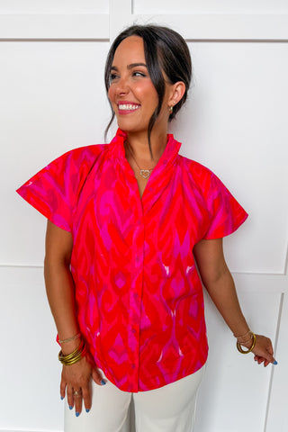 Sienna Diamond Ikat Button Front Top