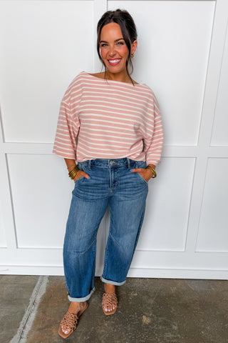 The Everyday Stripe Tee in Rose