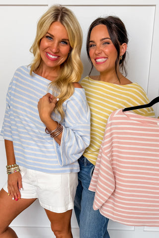 The Everyday Stripe Tee in Light Blue