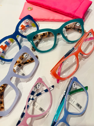 The Caroline Teal Tortoise Reader Glasses