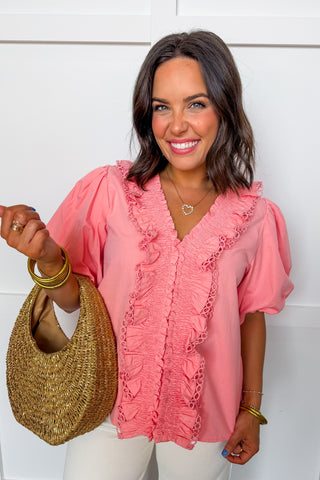 Pretty Little Puff Sleeve Top in Pink