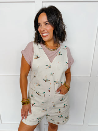 Mallard Moment Twill Romper in Ivory