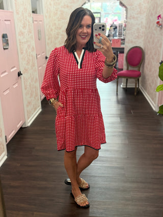 The Cooper Dress in Red/black Gingham by Mary Square