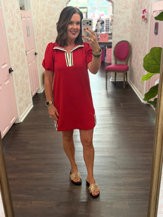 The Andie Dress in Red/black by Mary Square