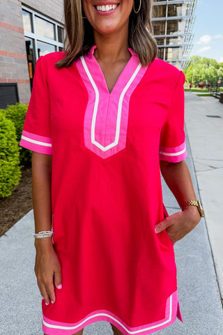 The Charleston Stripe Dress In Red