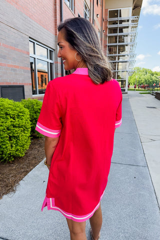 The Charleston Stripe Dress In Red