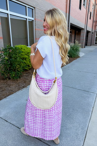 Sweet As Can Be Gingham Skirt in Pink