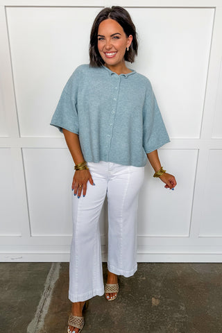 Sweet & Simple Short Sleeve Cardigan in Blue
