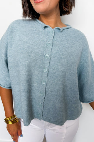 Sweet & Simple Short Sleeve Cardigan in Blue