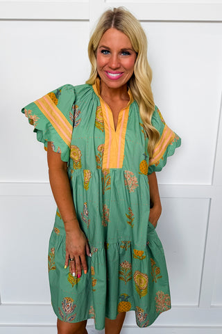 The Wildflower Lane Dress in Emerald