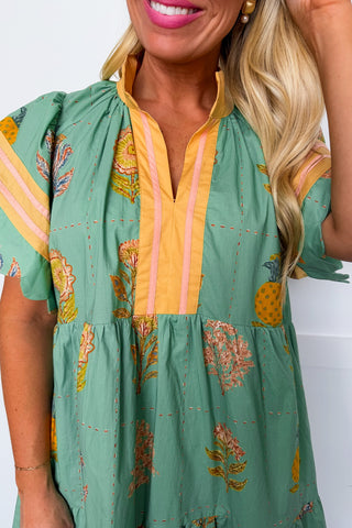The Wildflower Lane Dress in Emerald