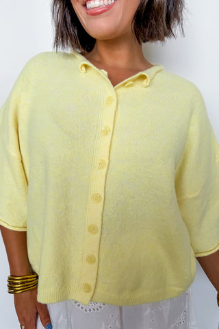 Sweet & Simple Short Sleeve Cardigan in Butter Yellow