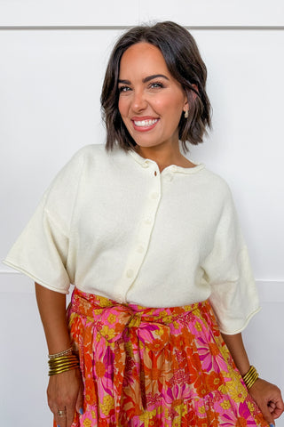 Sunset Dahlia Tiered Midi Skirt