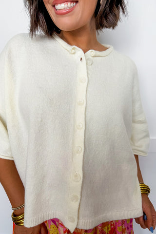 Sweet & Simple Short Sleeve Cardigan in Ivory