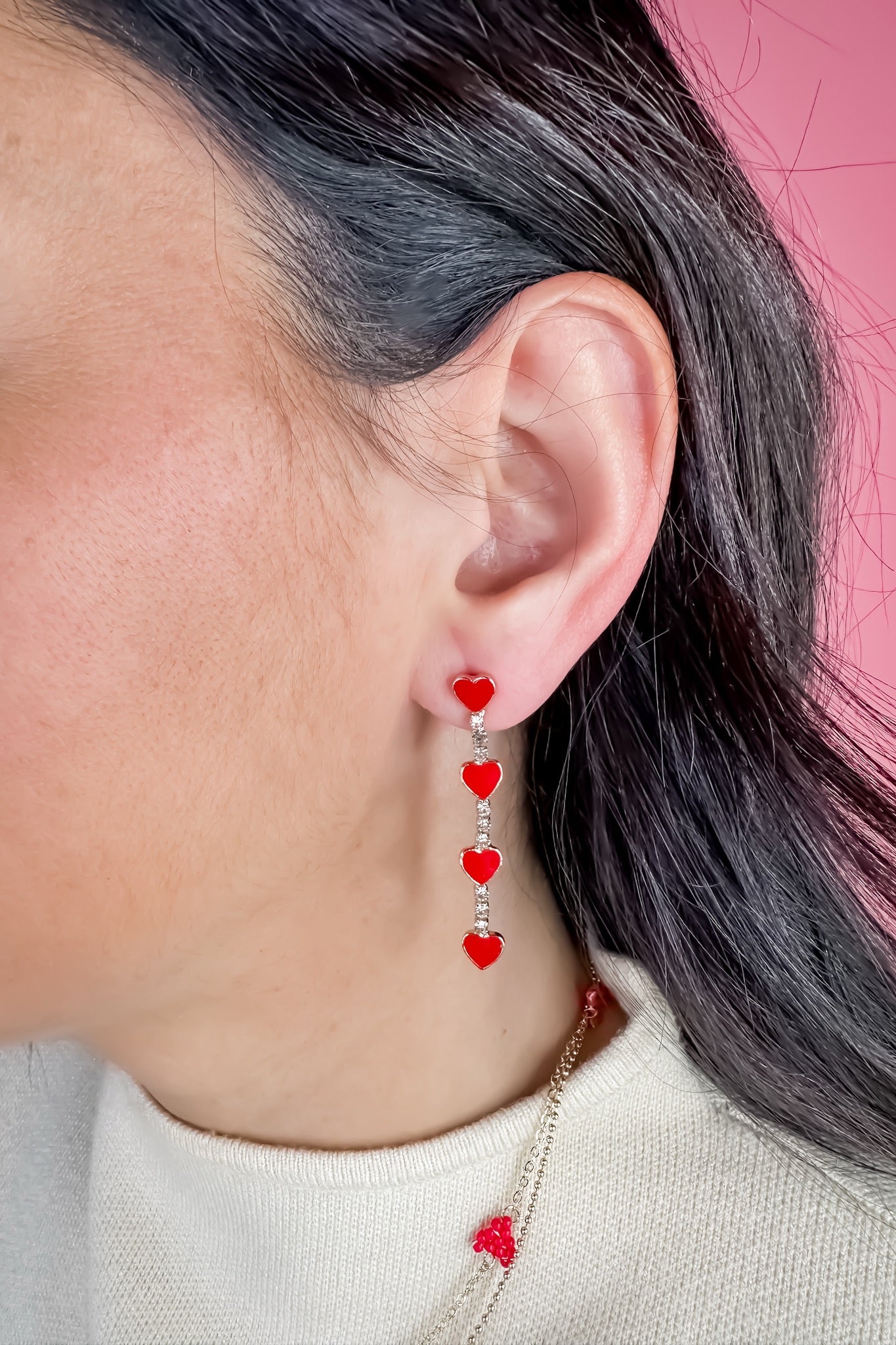 Red Heart Crystal Drop Earring