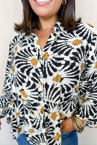 Black & White Floral Printed Bold Top