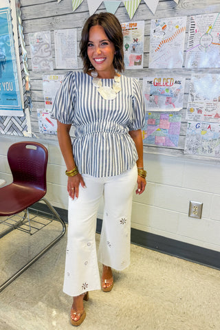Harbor Stripe Peplum Top