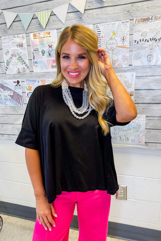 Wear Anywhere Drop Shoulder Top in Black