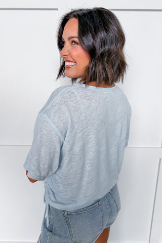Sweet Ease Tie Boxy Crop Top in Blue