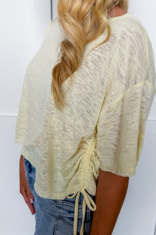 Sweet Ease Tie Boxy Crop Top in Light Yellow