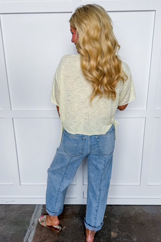 Sweet Ease Tie Boxy Crop Top in Light Yellow