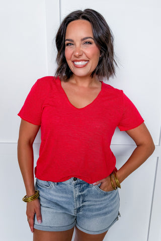 Signature Soft Scoop Neck Tee in Red