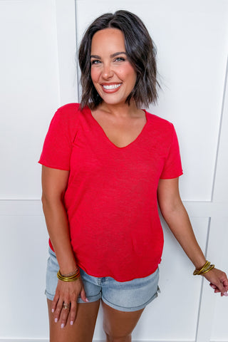 Signature Soft Scoop Neck Tee in Red