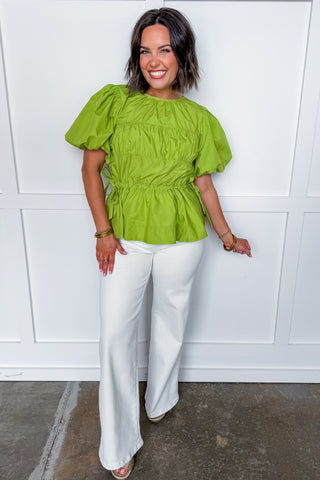 Sweet & Styled Peplum Top in Chartreuse