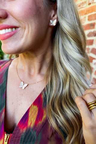 Odette CZ Butterfly Stud Earrings in Gold
