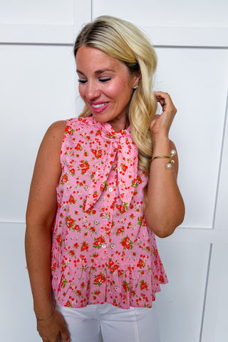 Sophie Floral Tie Top in Pink