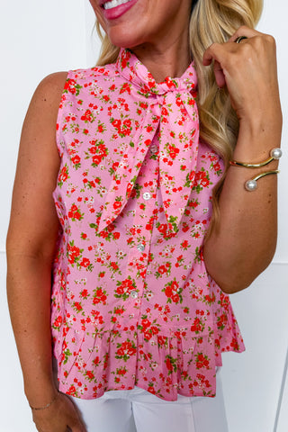 Sophie Floral Tie Top in Pink