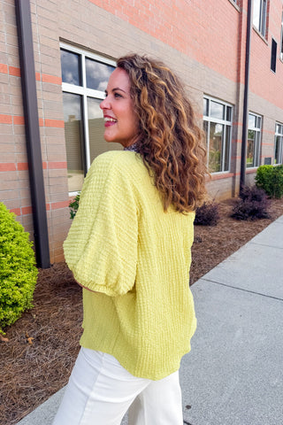 Wild Side Chic Textured Top in Lime