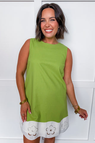 Petal Pop Shift Dress in Lime