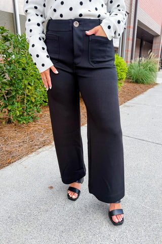 The Rachel Pocket Wide Leg Pants in Black