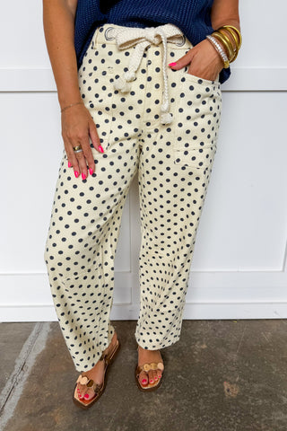 On the Dot Drawstring Polka Dot Pants
