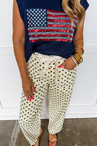 Sparkle & Stripes Navy Knit Top