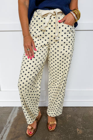On the Dot Drawstring Polka Dot Pants
