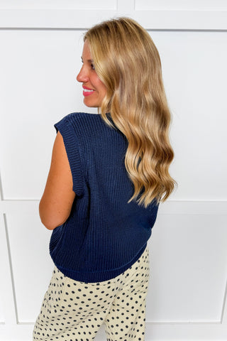 Sparkle & Stripes Navy Knit Top